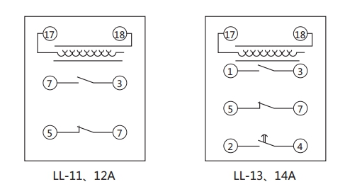 LL-11A繼電器內部接線 LL-11A繼電器內部接線