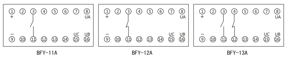 BFY-12A負(fù)序電壓繼電器內(nèi)部接線及外引接線圖 BFY-12A負(fù)序電壓繼電器內(nèi)部接線及外引接線圖