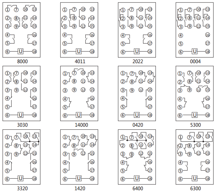 DZ-700中間繼電器內(nèi)部接線(xiàn)圖及外引接線(xiàn)圖 DZ-700中間繼電器內(nèi)部接線(xiàn)圖及外引接線(xiàn)圖