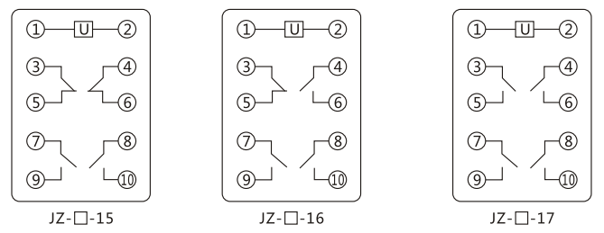 JZY(J)-35靜態(tài)中間繼電器內(nèi)部接線圖及外引接線圖 JZY(J)-35靜態(tài)中間繼電器內(nèi)部接線圖及外引接線圖