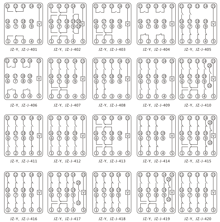 JZY(J)-15靜態中間繼電器內部接線圖及外引接線圖 JZY(J)-15靜態中間繼電器內部接線圖及外引接線圖